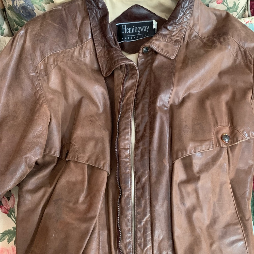 Hemingway Men’s Vintage Leather Jacket - Size Medium